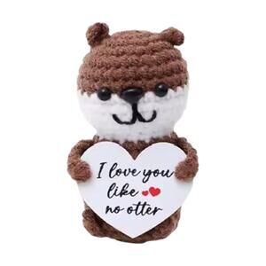 I Love You Like No Otter Plush Christmas Gift Brown Crochet Stuffed Animal NWT